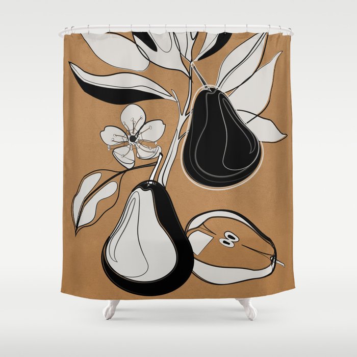 Line Art Pears 7 Shower Curtain Gallery Image 1
