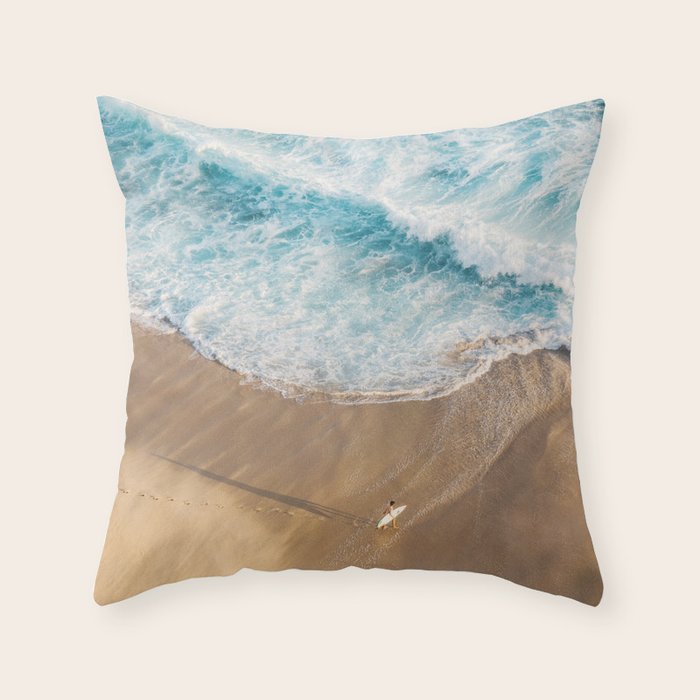 The Surfer and The Ocean Throw Pillow Gallery Image 6