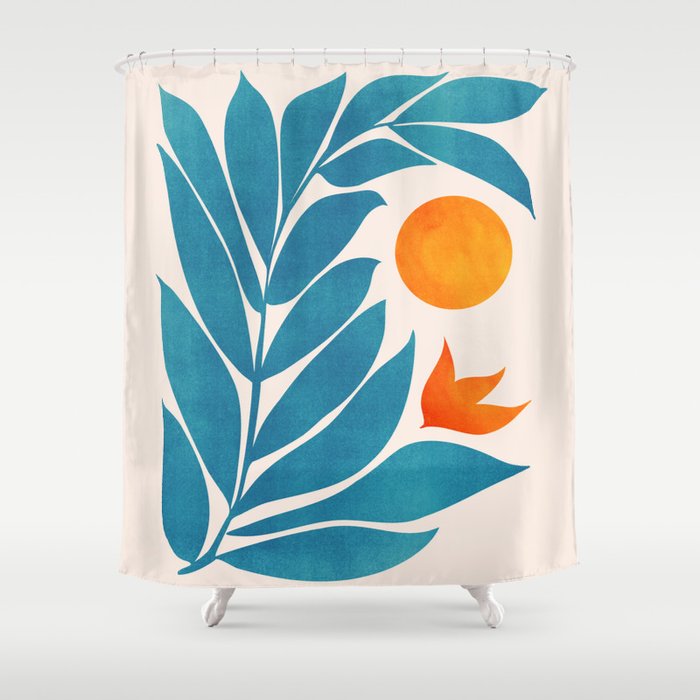 Teal Garden Sunset Shower Curtain Gallery Image 1