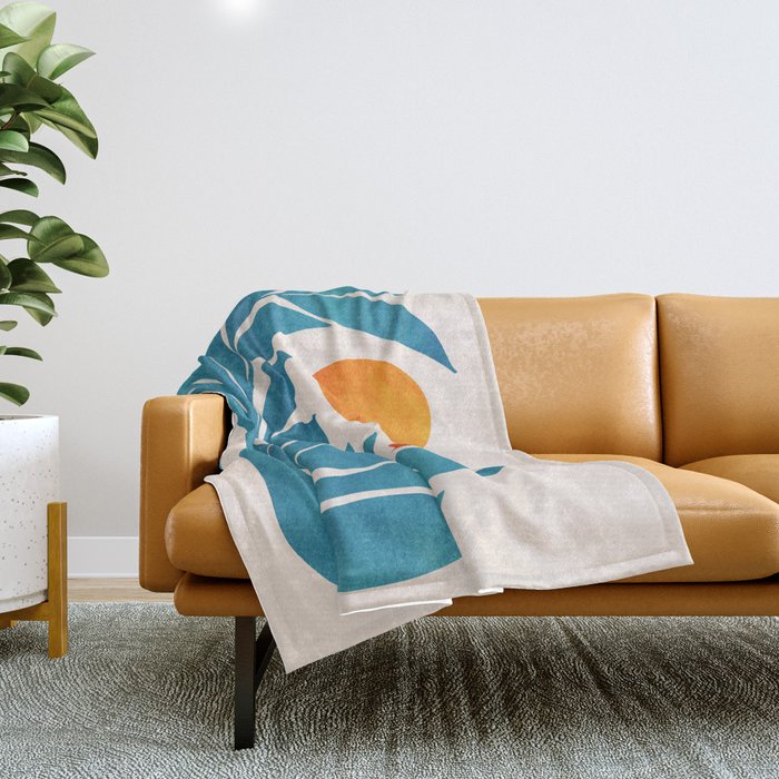 Teal Garden Sunset Throw Blanket Gallery Image 1