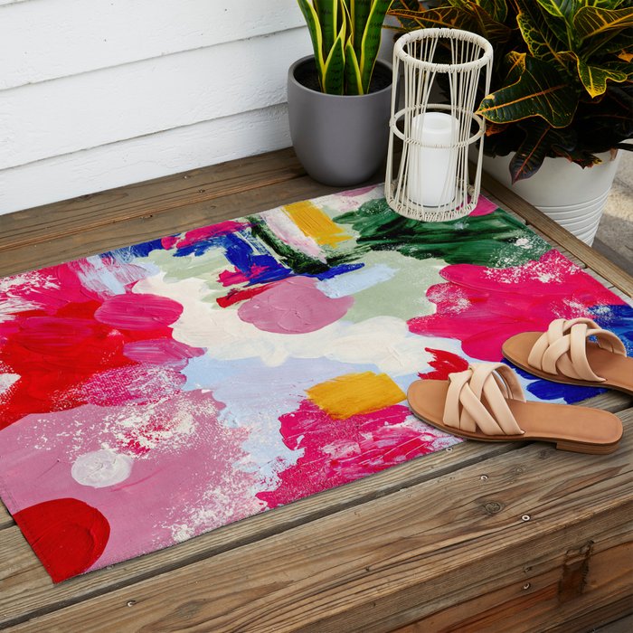 CANVAS: Viva Magenta 01 | Abstract Brushstrokes Outdoor Rug Gallery Image 2