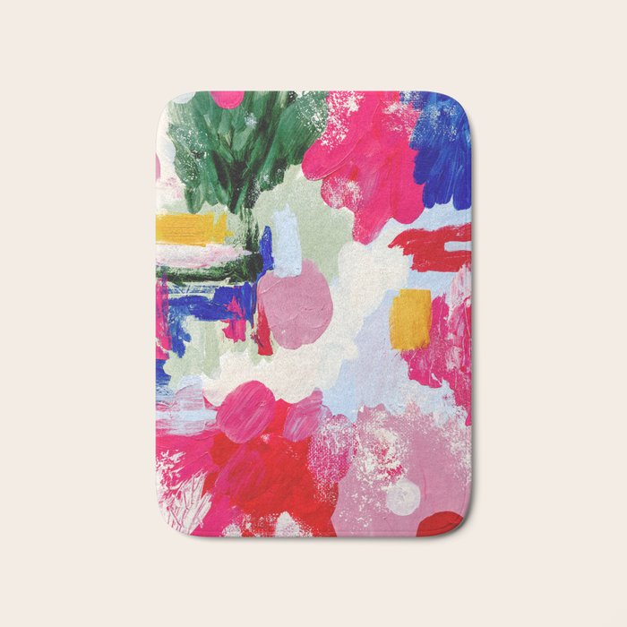 CANVAS: Viva Magenta 01 | Abstract Brushstrokes Bath Mat Gallery Image 1