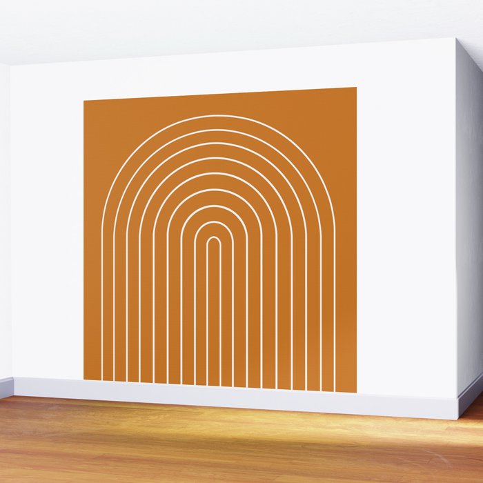 Minimal Arch XXII Bright 70s Orange Modern Geometric Lines Wall Mural Gallery Image 2