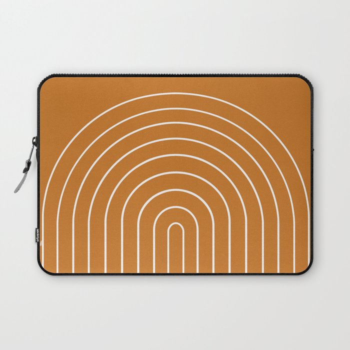 Minimal Arch XXII Bright 70s Orange Modern Geometric Lines Laptop Sleeve Gallery Image 1