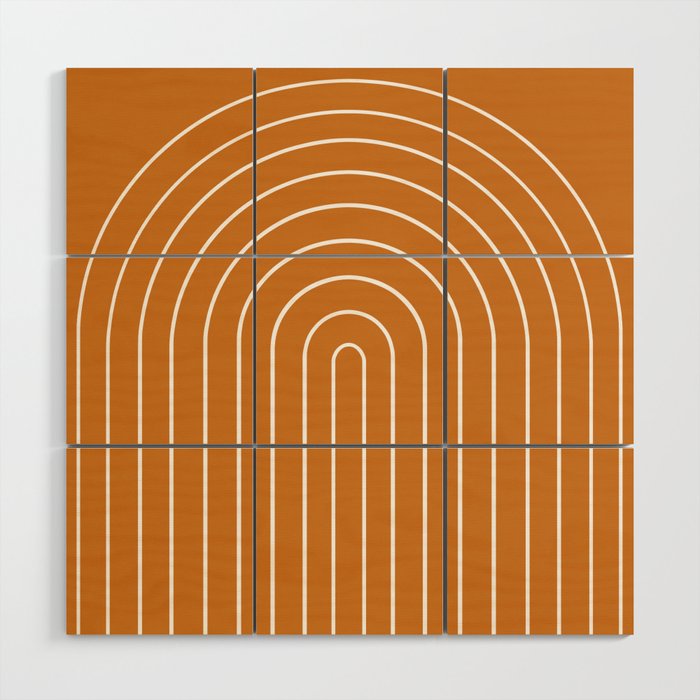 Minimal Arch XXII Bright 70s Orange Modern Geometric Lines Wood Wall Art Gallery Image 1