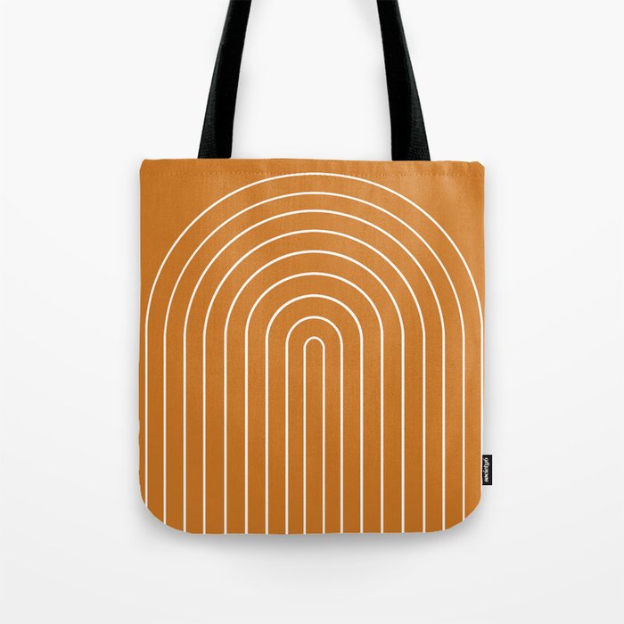 Minimal Arch XXII Bright 70s Orange Modern Geometric Lines Tote Bag Gallery Image 1