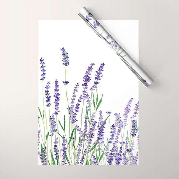 lavender watercolor horizontal Wrapping Paper Gallery Image 1