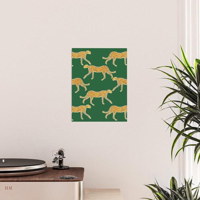 Tropical Animal Print Green Cheetah Illustration Poster Gallery Image 2
