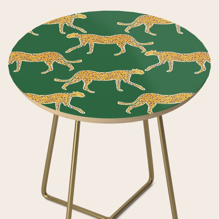 Tropical Animal Print Green Cheetah Illustration Side Table Gallery Image 2