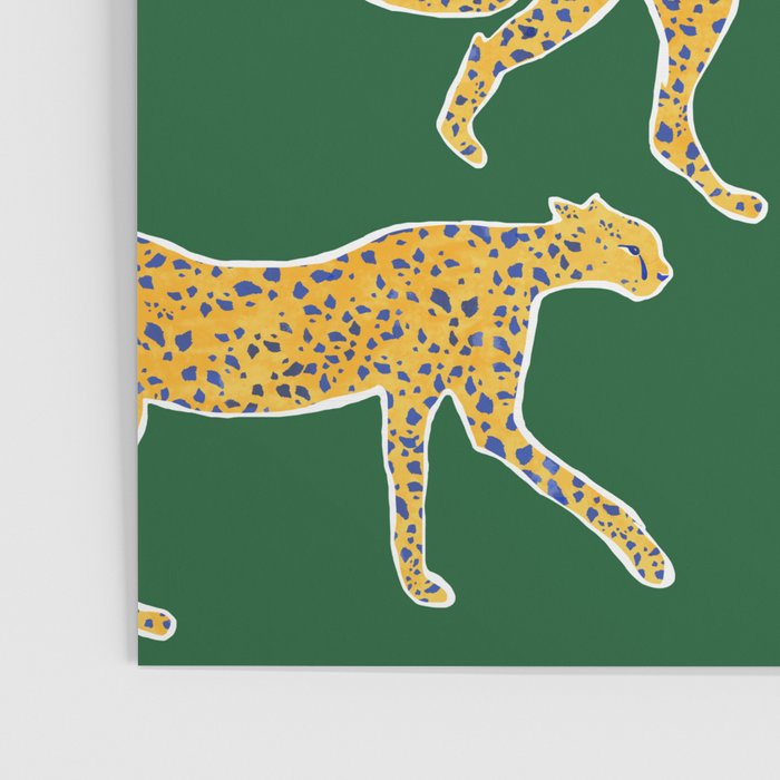 Tropical Animal Print Green Cheetah Illustration Poster Gallery Image 3