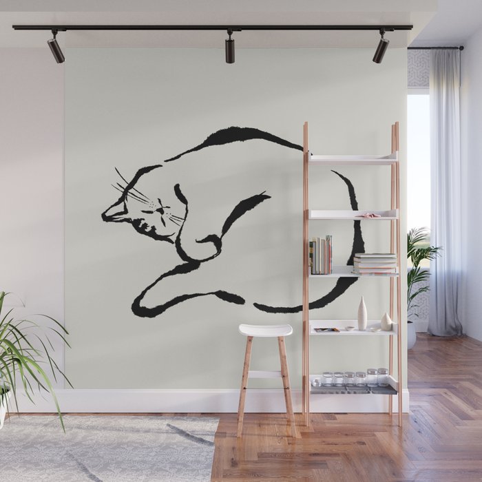 Sleeping Cat Wall Mural Gallery Image 1