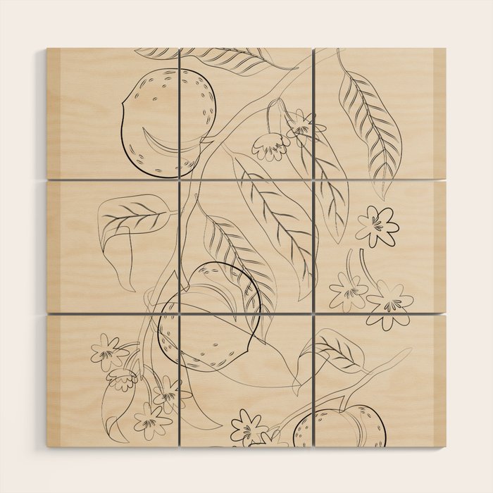 Peaches - Line Art 2 Wood Wall Art Gallery Image 1