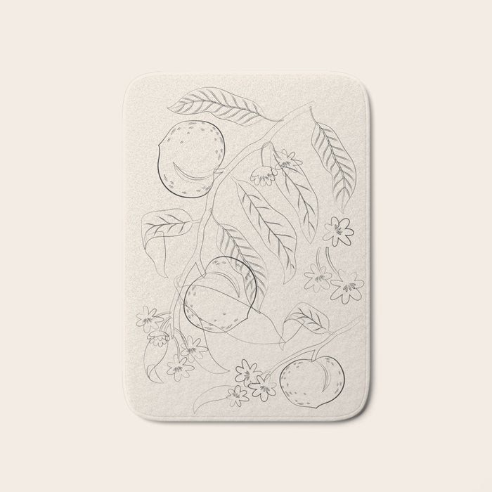 Peaches - Line Art 2 Bath Mat Gallery Image 1