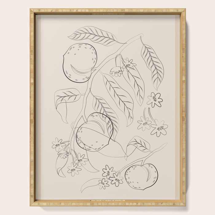 Peaches - Line Art 2 Serving Tray Gallery Image 1