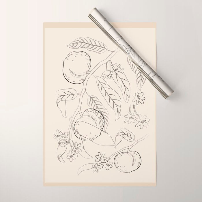 Peaches - Line Art 2 Wrapping Paper Gallery Image 1