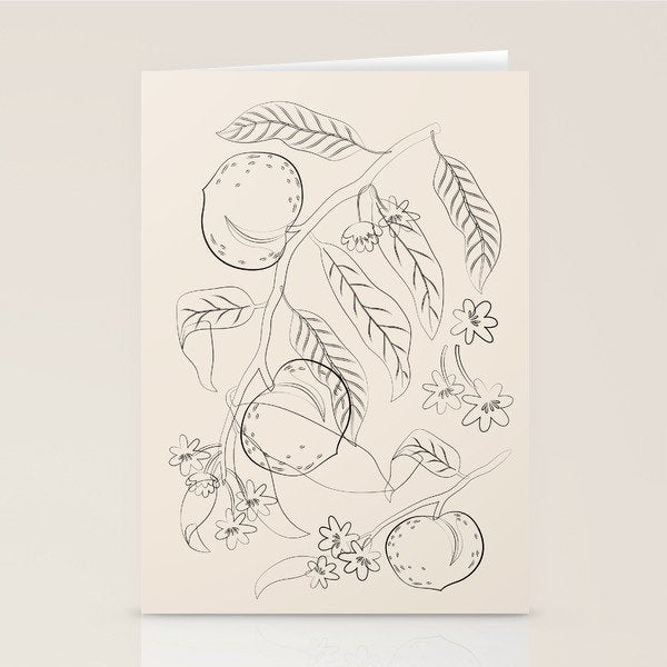 Peaches - Line Art 2 Stationery Card Gallery Image 1