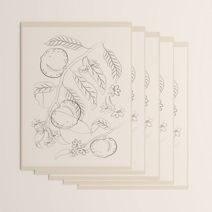 Peaches - Line Art 2 Wrapping Paper Gallery Image 3