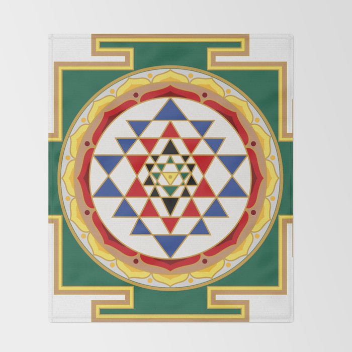 Sri Yantra colored Throw Blanket Gallery Image 2