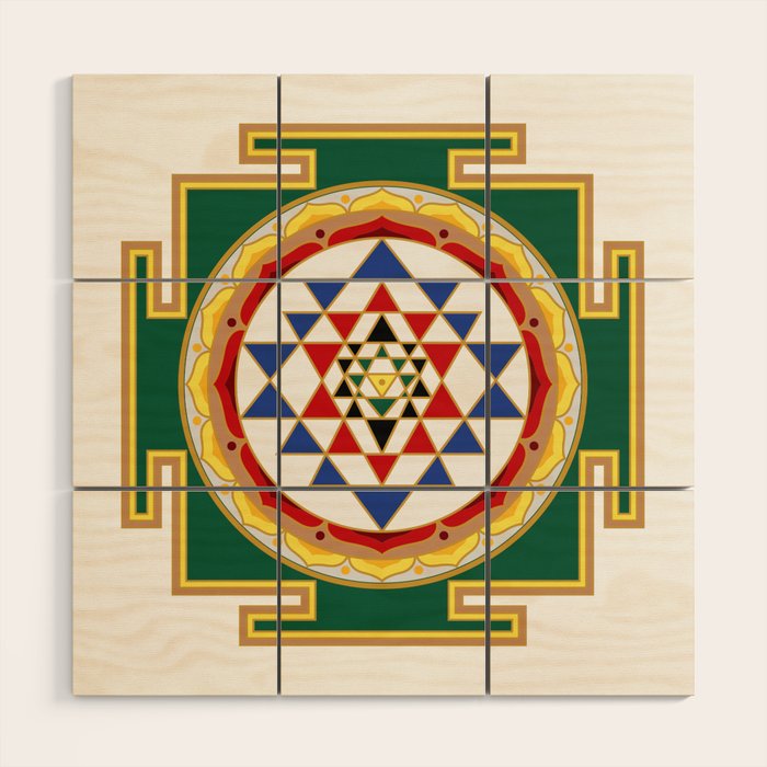 Sri Yantra colored Wood Wall Art Gallery Image 1