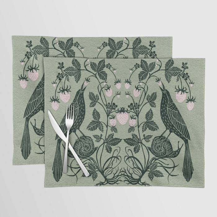 Birds and Snails with Strawberries Placemat Gallery Image 1