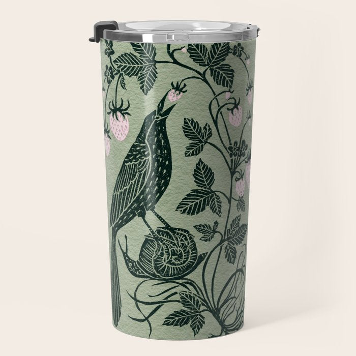 Birds and Snails with Strawberries Travel Mug Gallery Image 3