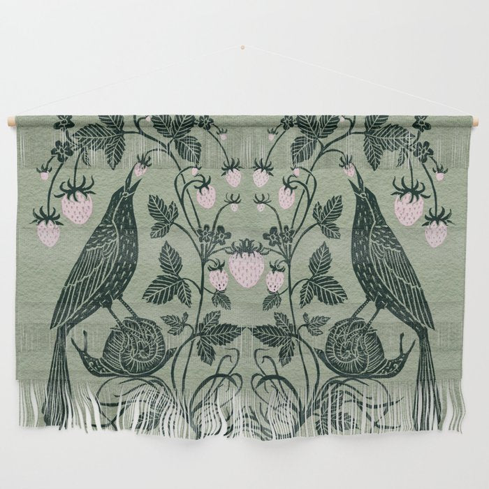 Birds and Snails with Strawberries Wall Hanging Gallery Image 1