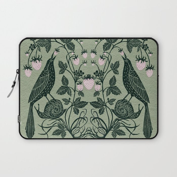 Birds and Snails with Strawberries Laptop Sleeve Gallery Image 1