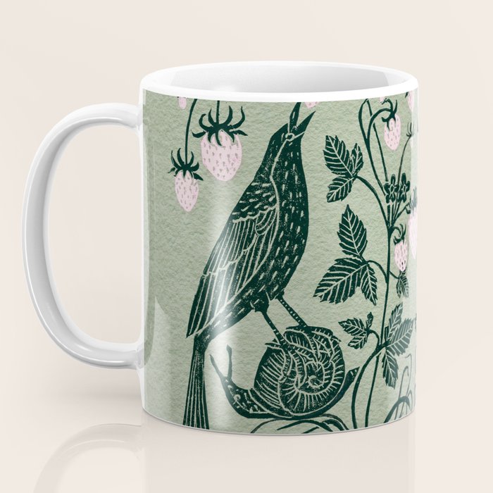 Birds and Snails with Strawberries Coffee Mug Gallery Image 3