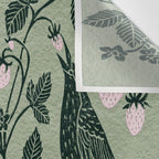 Birds and Snails with Strawberries Wall Tapestry Gallery Image 3