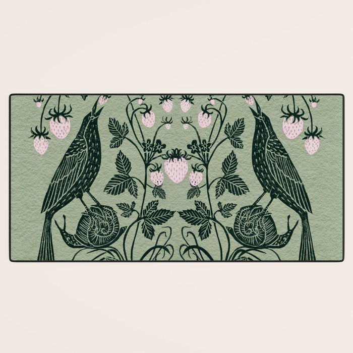 Birds and Snails with Strawberries Desk Mat Gallery Image 3