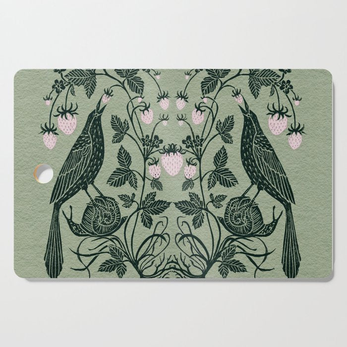 Birds and Snails with Strawberries Cutting Board Gallery Image 1