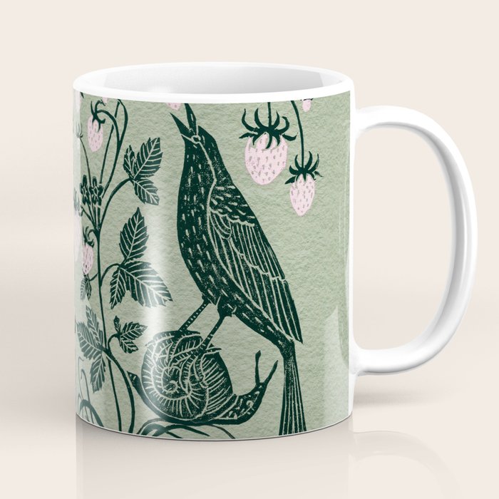 Birds and Snails with Strawberries Coffee Mug Gallery Image 1