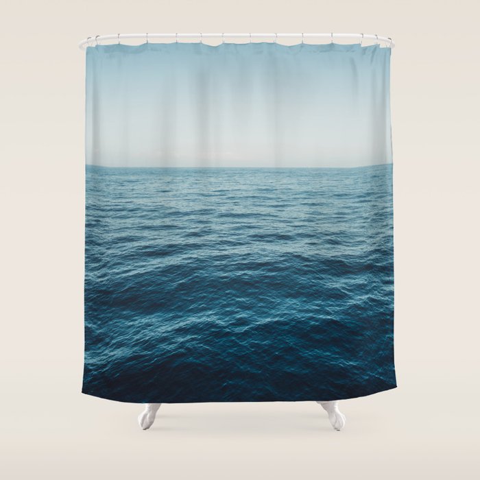 ocean, water, blue sky  -  horizon over water - seascape photography Shower Curtain Gallery Image 1