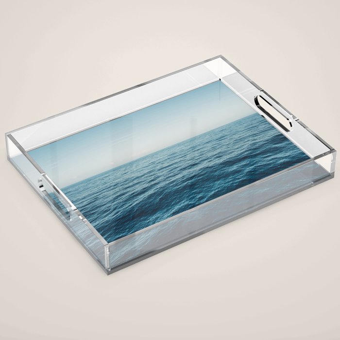 ocean, water, blue sky  -  horizon over water - seascape photography Acrylic Tray Gallery Image 1
