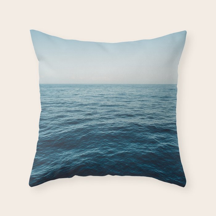 ocean, water, blue sky  -  horizon over water - seascape photography Throw Pillow Gallery Image 1