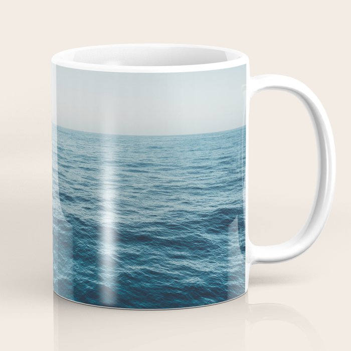 ocean, water, blue sky  -  horizon over water - seascape photography Coffee Mug Gallery Image 1