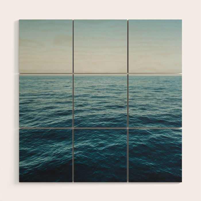 ocean, water, blue sky  -  horizon over water - seascape photography Wood Wall Art Gallery Image 1