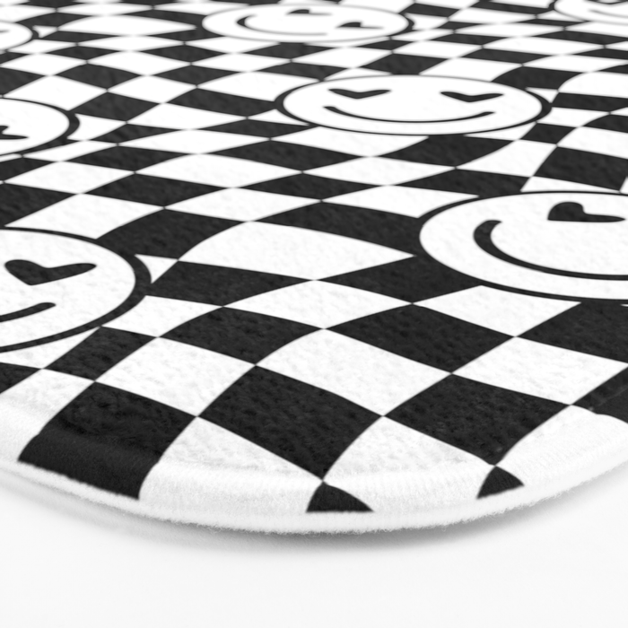 Black and white love eye face checkered pattern Bath Mat Gallery Image 3