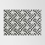 Black and white love eye face checkered pattern Rug Gallery Image 2