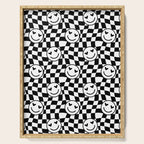 Black and white love eye face checkered pattern Serving Tray Gallery Image 1