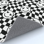 Black and white love eye face checkered pattern Rug Gallery Image 4