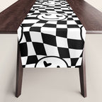 Black and white love eye face checkered pattern Table Runner Gallery Image 1