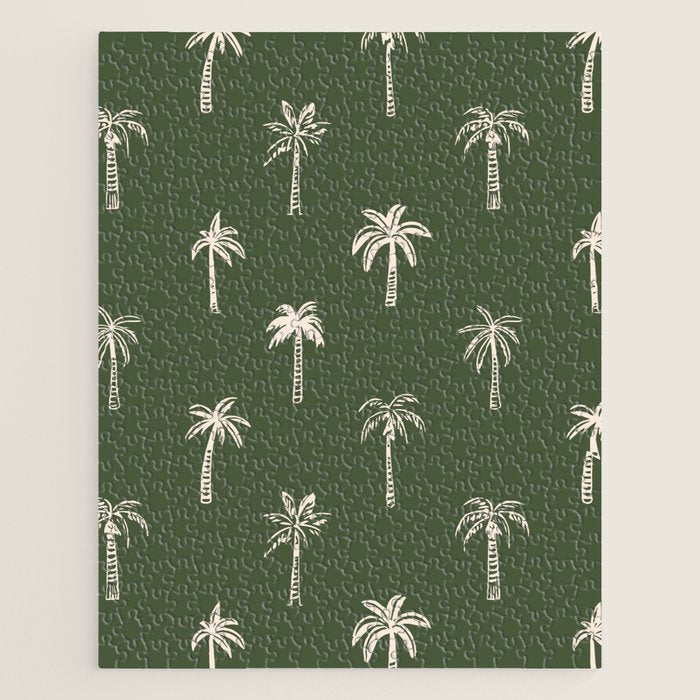 Vintage palm tree beach doodle pattern Jigsaw Puzzle Gallery Image 1