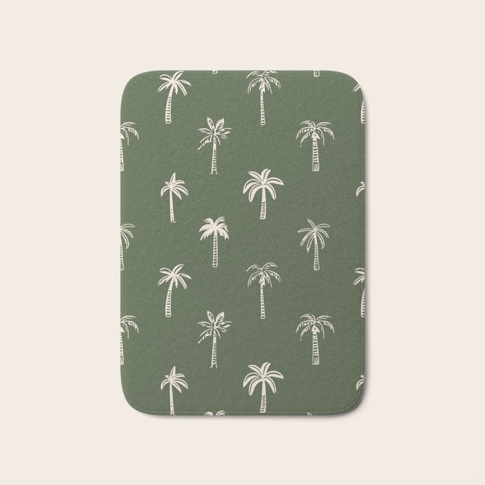 Vintage palm tree beach doodle pattern Bath Mat Gallery Image 1