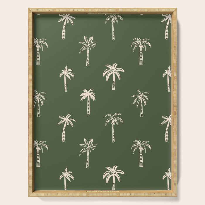 Vintage palm tree beach doodle pattern Serving Tray Gallery Image 1