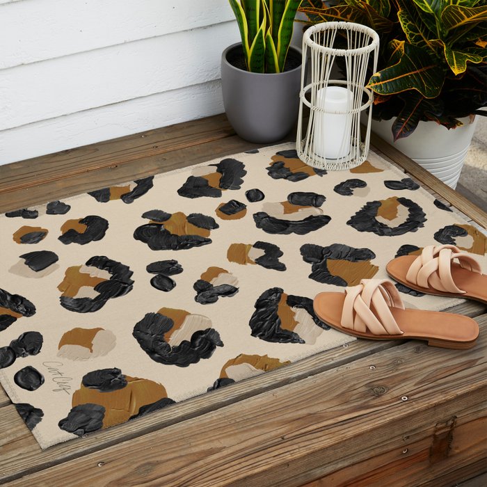 Leopard Print - Neutral Gold Light Palette Outdoor Rug Gallery Image 2