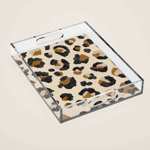Leopard Print Neutral Gold Light Palette Acrylic Tray