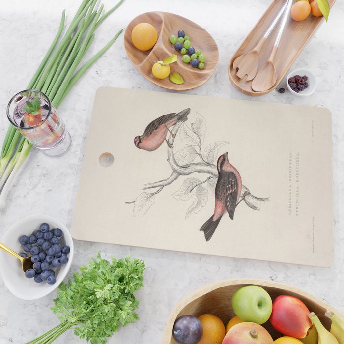 Pink-browed rosefinch and spot-winged rosefinch by Elizabeth Gould, 1831 Cutting Board Gallery Image 2