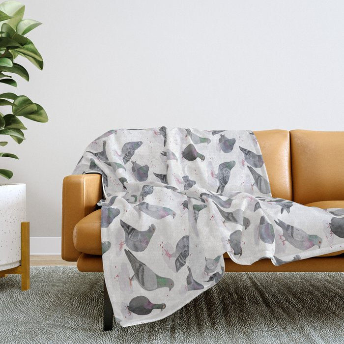 Pigeon Party Throw Blanket Gallery Image 2
