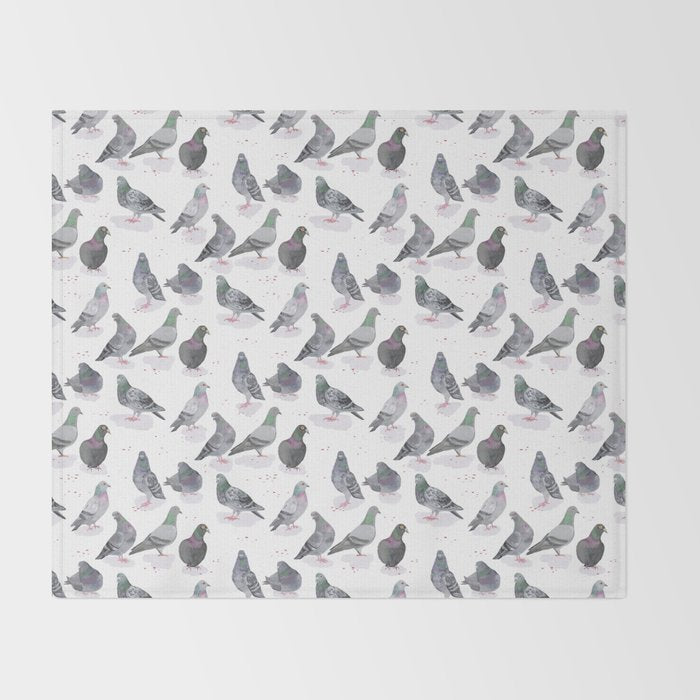 Pigeon Party Throw Blanket Gallery Image 2